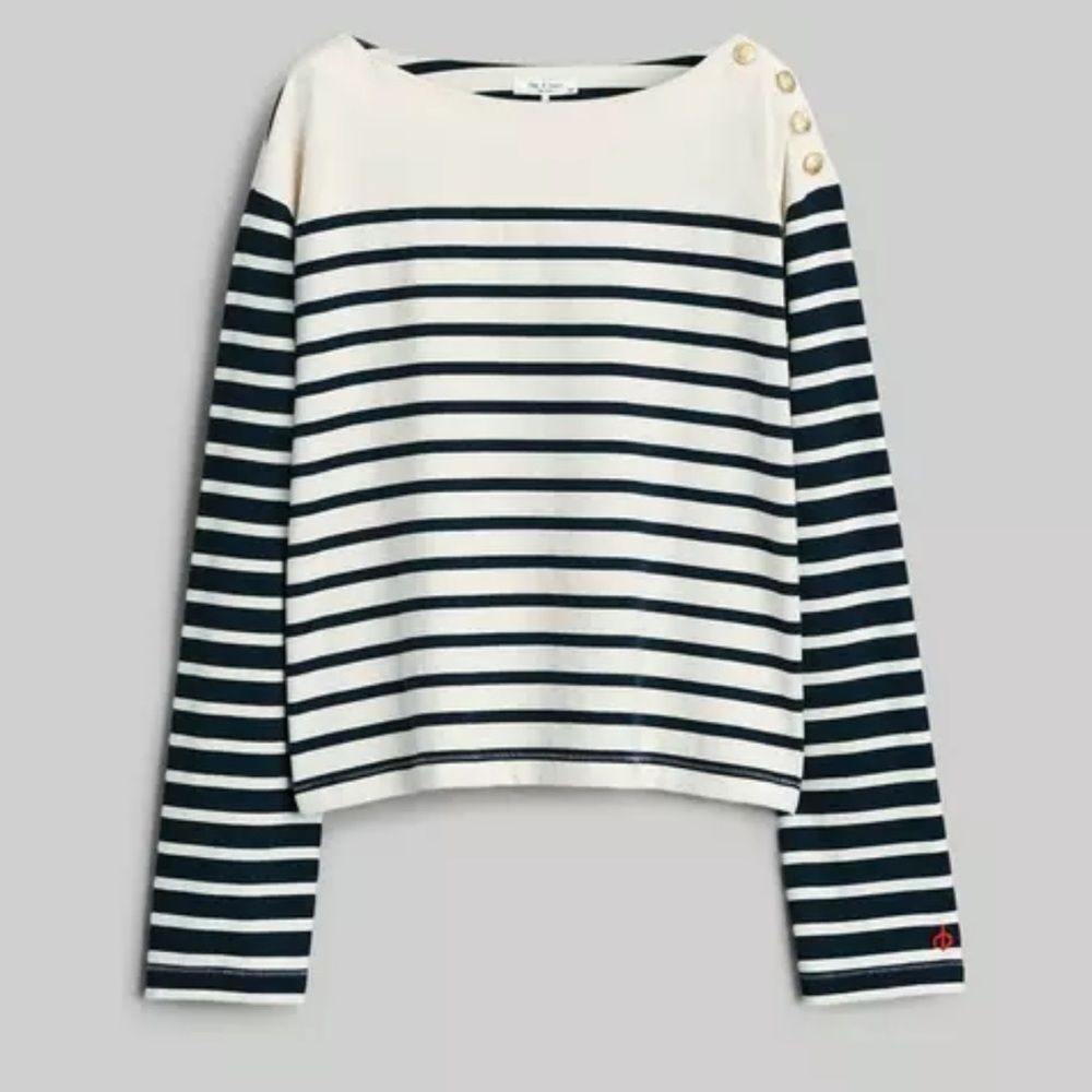NWT rag & bone Bardot Stripe Long Sleeve Tee size XL